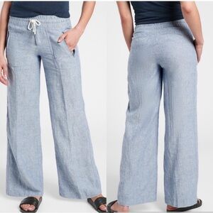 Athleta Cabo Linen Wide Leg Pant in Chambray Blue | 12